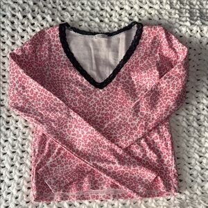 Brandy Melville Hot Pink Cheetah Print Long-Sleeved Top
